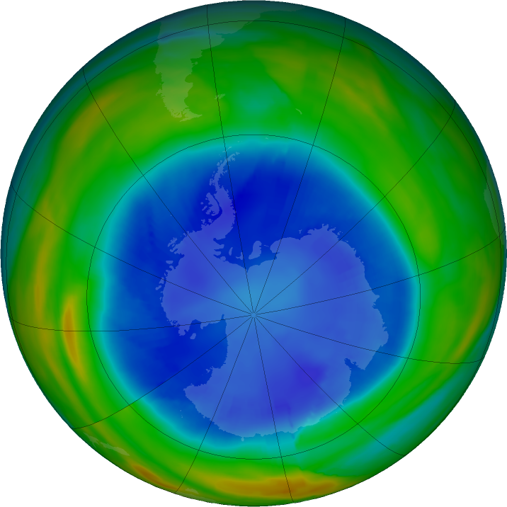 Antarctic ozone map for 28 August 2018